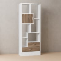 وحدة رفوف مكتبة مع أدراج تخزين – تصميم مفتوح من خش...