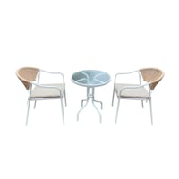 طقم طاولة حديقة دائرية بسطح زجاج مع 2 كراسي جلوس –...