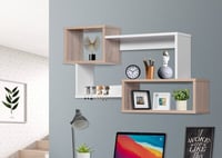 أرفف حائط متشابكة لون خشبي وابيض - مقاس 88*52.5*20...