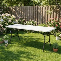 طاولة مستطيلة بلاستيك , ارجل معدن قوية قابلة للطي...