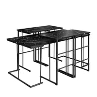 طقم طاولات قهوة خشب ماليزي 5 قطع - اسود رخامي