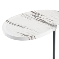 طاولة جانبية للخدمة بقاعدة - ابيض رخامي