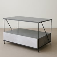 طاولة جانبية رفين ودرج - رمادي رخامي