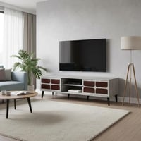 طاولة تلفزيون خشب 180 سم صناعة ماليزي , 2 درج وارف...