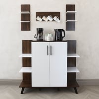 ركن قهوة مع أرفف معلقة - أبيض وبني