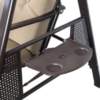 أرجوحة جلسات خارجية 3 مقاعد مع مظلة – لون بيج أنيق