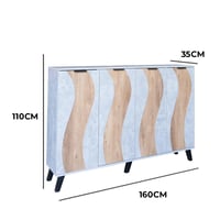 خزانة أحذية 4 أبواب خشب ماليزي 160 سم - رمادي وخشب...