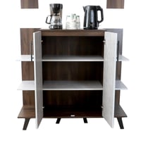 ركن قهوة مع أرفف معلقة - لون بني غامق ورصاصي