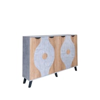 خزانة احذية 4 ابواب - رمادي وخشبي