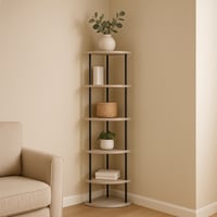 وحدة تخزين رفوف 6 مستويات شكل زاوية لون أبيض رخامي