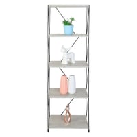 وحدة رفوف خشب ماليزي 5 ادوار متعددة الإستخدام رماد...