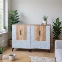 خزانة أحذية 4 أبواب خشب ماليزي 160 سم - خشبي ورماد...