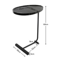 طاولة خدمة اسود بتصميم رخامي وقاعدة ثابتة