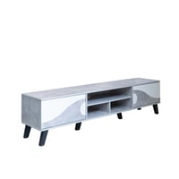 طاولة تلفزيون خشبي 180 سم - رمادي وابيض