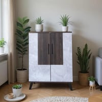 خزانة أحذية بابين خشب ماليزي 80 سم – بني غامق مع ر...