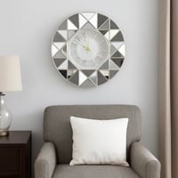 ساعة دائرية للحائط بتصميم مرايات مثلثة الشكل باللو...