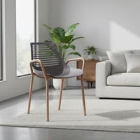 كرسي جلوس بلاستيك أرجل معدن لون رمادي