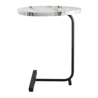 طاولة جانبية للخدمة بقاعدة - ابيض رخامي