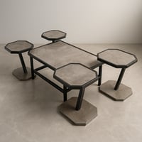 طقم طاولات خدمة خشب تركي 5 قطع - لون رمادي