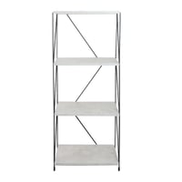 وحدة رفوف خشب ماليزي 4 ادوار متعددة الإستخدام رماد...