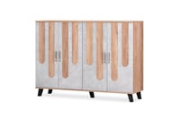 خزانة أحذية 4 أبواب ماليزي - بيج ورمادي