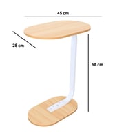 طاولة جانبية بيضاوية - خشبي وأبيض