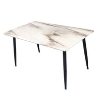 طاولة طعام فخمة من بديل الرخام مع 4 مقاعد بني فاتح