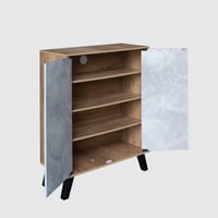 خزانة أحذية بابين خشب ماليزي - خشبي ورمادي