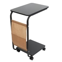 طاولة خدمة اسود متنقلة دورين مع جيب تخزين جانبي