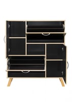 منظم أحذية خشب ماليزي اسود وبيج