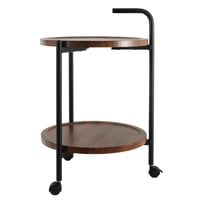 عربة خدمة متحركة دورين بيد دائرية - بني واسود