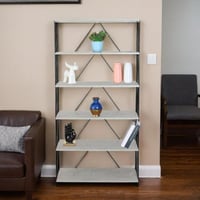 رفوف ستاند خشب ماليزي تصميم مفتوح 6 ادوار لون رماد...