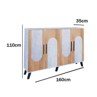 خزانة أحذية 4 أبواب خشب ماليزي 160 سم – رمادي مع خ...