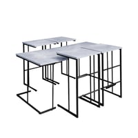 طاولات قهوة مودرن - طقم 5 قطع رمادي فاتح