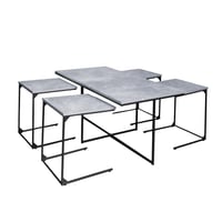 طاولات قهوة رمادي 5 قطع خشب ماليزي