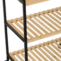 عربة تقديم خشب 3 طبقات مع مقبض وعجلات متحركة