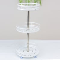 رفوف تنظيم حديد دائرية 3 أدوار لون أبيض