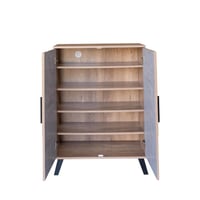 خزانة أحذية بابين خشب ماليزي – خشبي مع رمادي