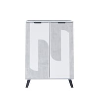 خزانة أحذية بابين خشب ماليزي – رمادي فاتح وأبيض