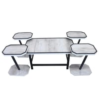 طاولات طقم مجالس خشب تركي فاخر 5 قطع - أبيض رخامي