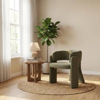 كرسي مفرد قماش كتان لون اخضر