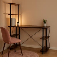 مكتب مع وحدة أرفف - بني