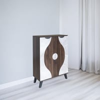 خزانة تنظيم الأحذية خشب ماليزي 2 باب 5 ارفف - بني...