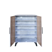 خزانة أحذية بابين خشب ماليزي - رمادي وخشبي