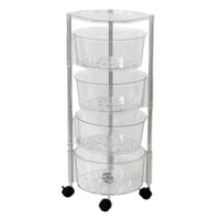 سلة تخزين دائرية من الإكريليك مع عجلات 4 أدوار