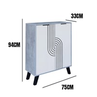 خزانة أحذية خشب ماليزي 4 أرفف بابين – تصميم رمادي...