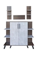 ركن قهوة مع أرفف معلقة - لون بني غامق ورصاصي