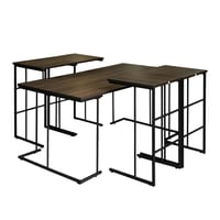 طاولات قهوه خشب 5 قطع - بني غامق