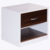 طاولة سرير خشب ماليزي , درج مع رف لون أبيض وبني