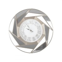 ساعة حائط دائرية مرايات بتصميم منشور لون فضي